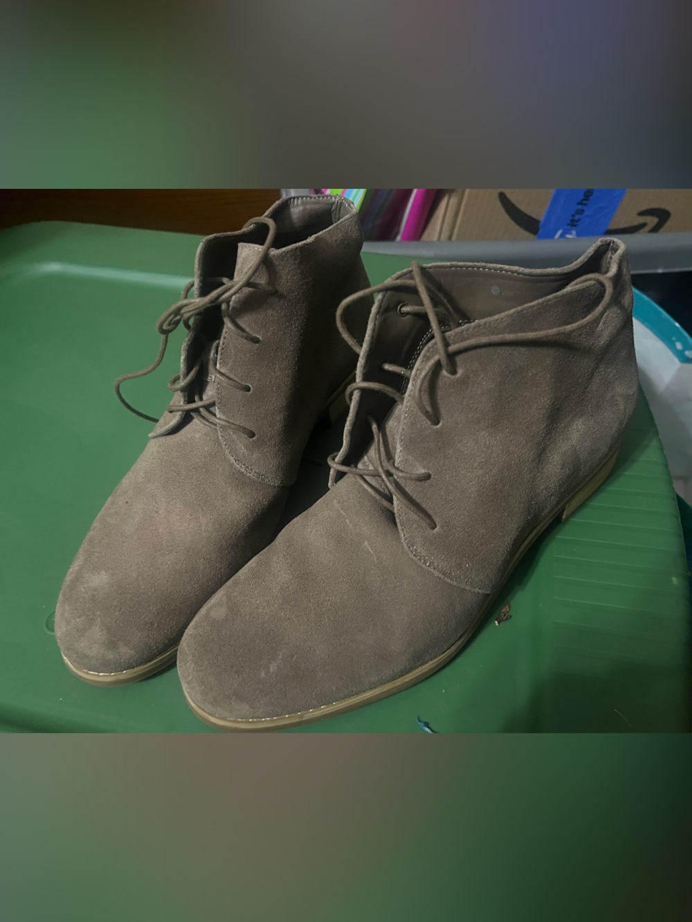 Blondo Taupe Lace-Up Ankle Boots